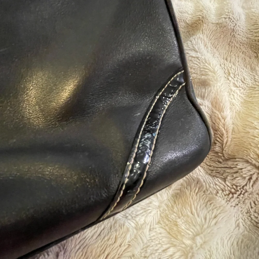 VINTAGE COACH BLACK LEATHER, SATCHEL HOBO SHOULDER BAG - Picture 15 of 16
